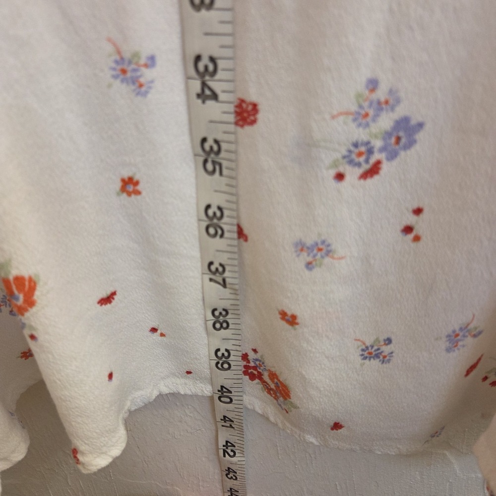 MNG White Floral Smocked Milkmaid Midi Dress Sz Lg Cottagecore Summer y2k 1990s - Picture 6 of 9